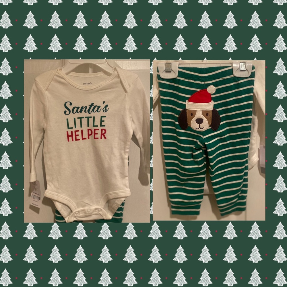 Carter’s Santa’s Little Helper 2 Piece Outfit, 6 months, Baby Christmas Outfit